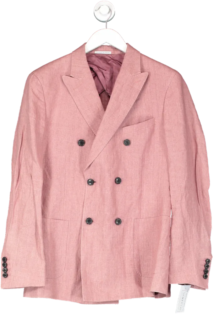 REISS Pink Mellowed Linen Double Breasted Blazer UK 38" CHEST