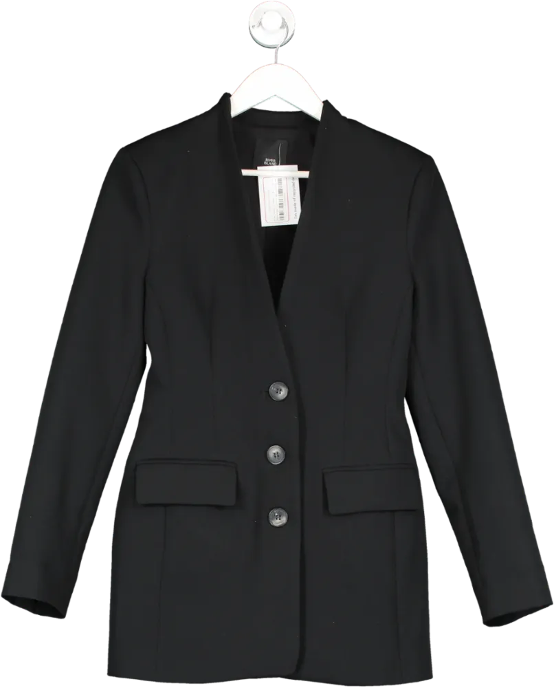 River Island Black Single Breasted Blazer UK 8