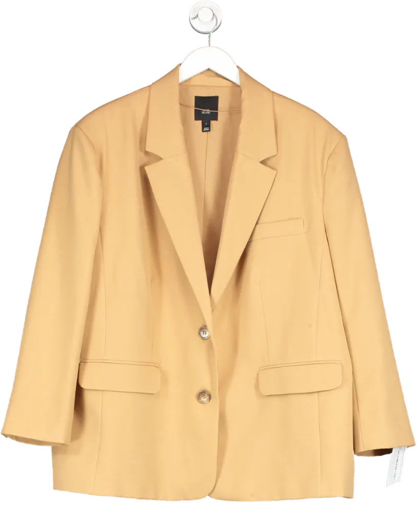 River Island Brown Single Breasted Oversize Blazer In Camel UK 16