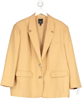 River Island Brown Single Breasted Oversize Blazer In Camel UK 16