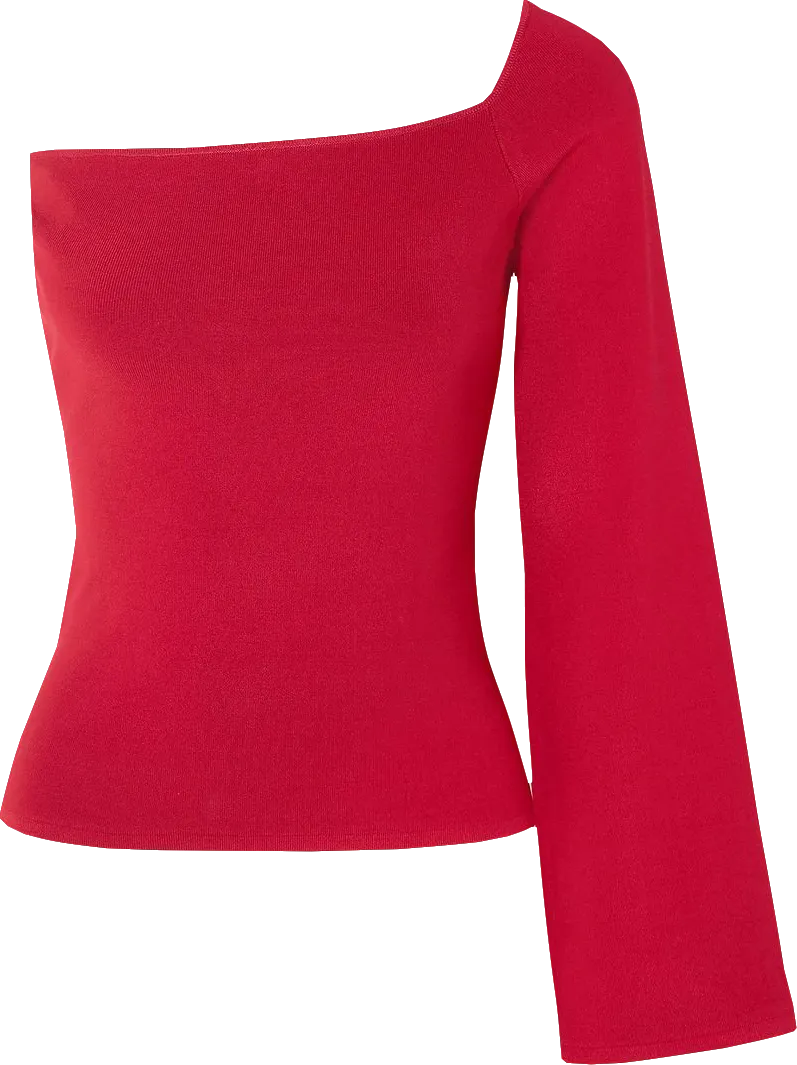 Solace London Red One-shoulder Stretch-knit Top BNWT UK 10