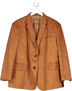 Source Unknown Orange Lui Faux Leather Blazer, Rust Brown One Size