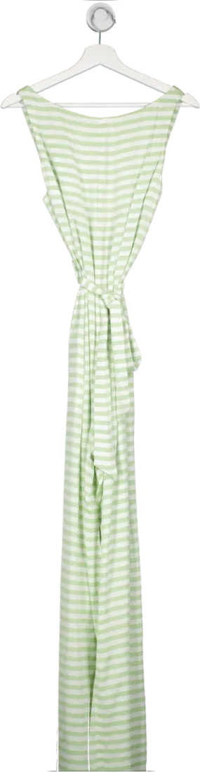 Stefanel Green Striped Viscose Jumpsuit UK 8