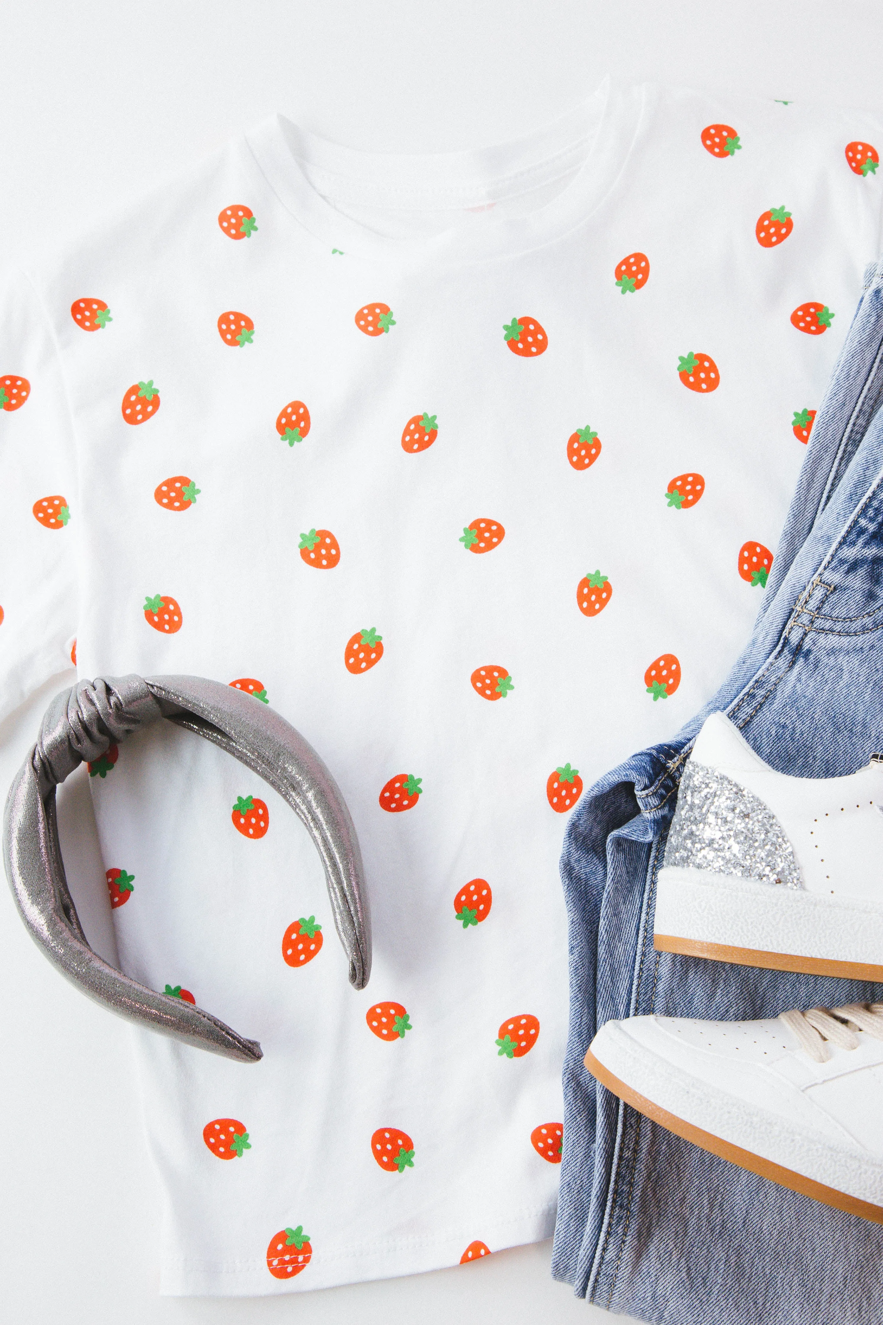 Strawberry All Over Graphic Tee, White