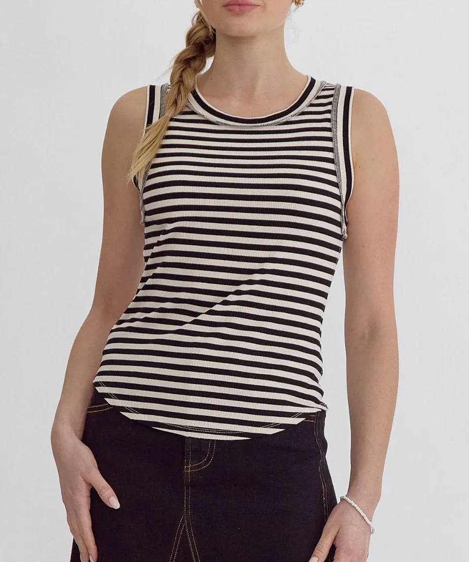 Stripe Tank Top - Black