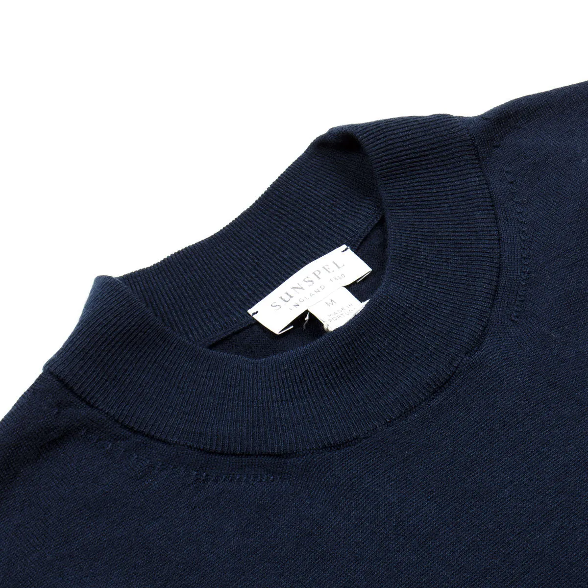 Sunspel - Mock Neck Merino Jumper - Light Navy