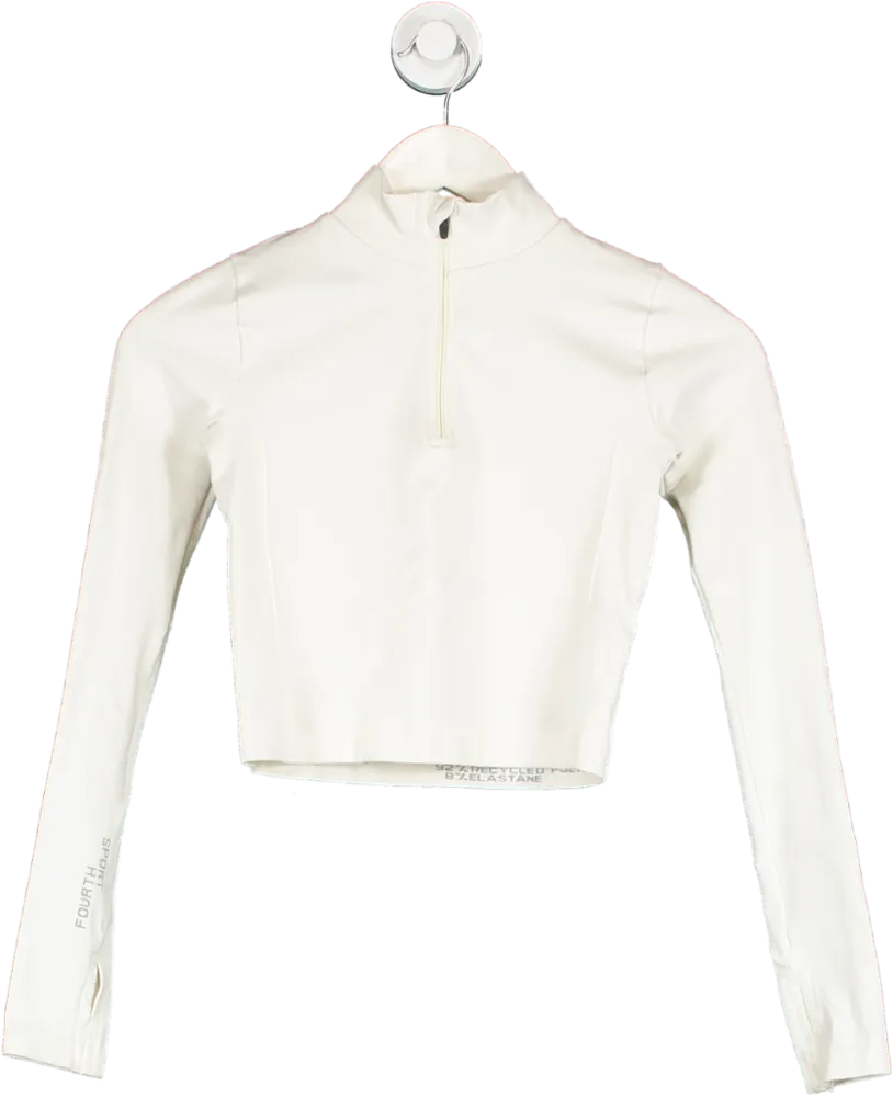 T/ala Cream Seamless Mock Neck Half Zip Top UK XS