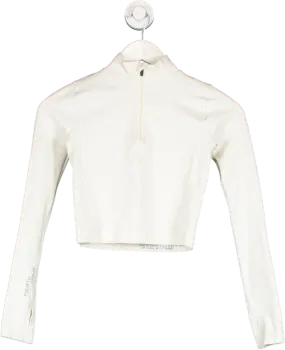 T/ala Cream Seamless Mock Neck Half Zip Top UK XS