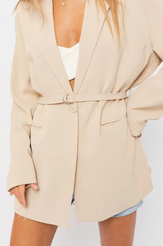 Taupe Oversized Blazer W/Belt