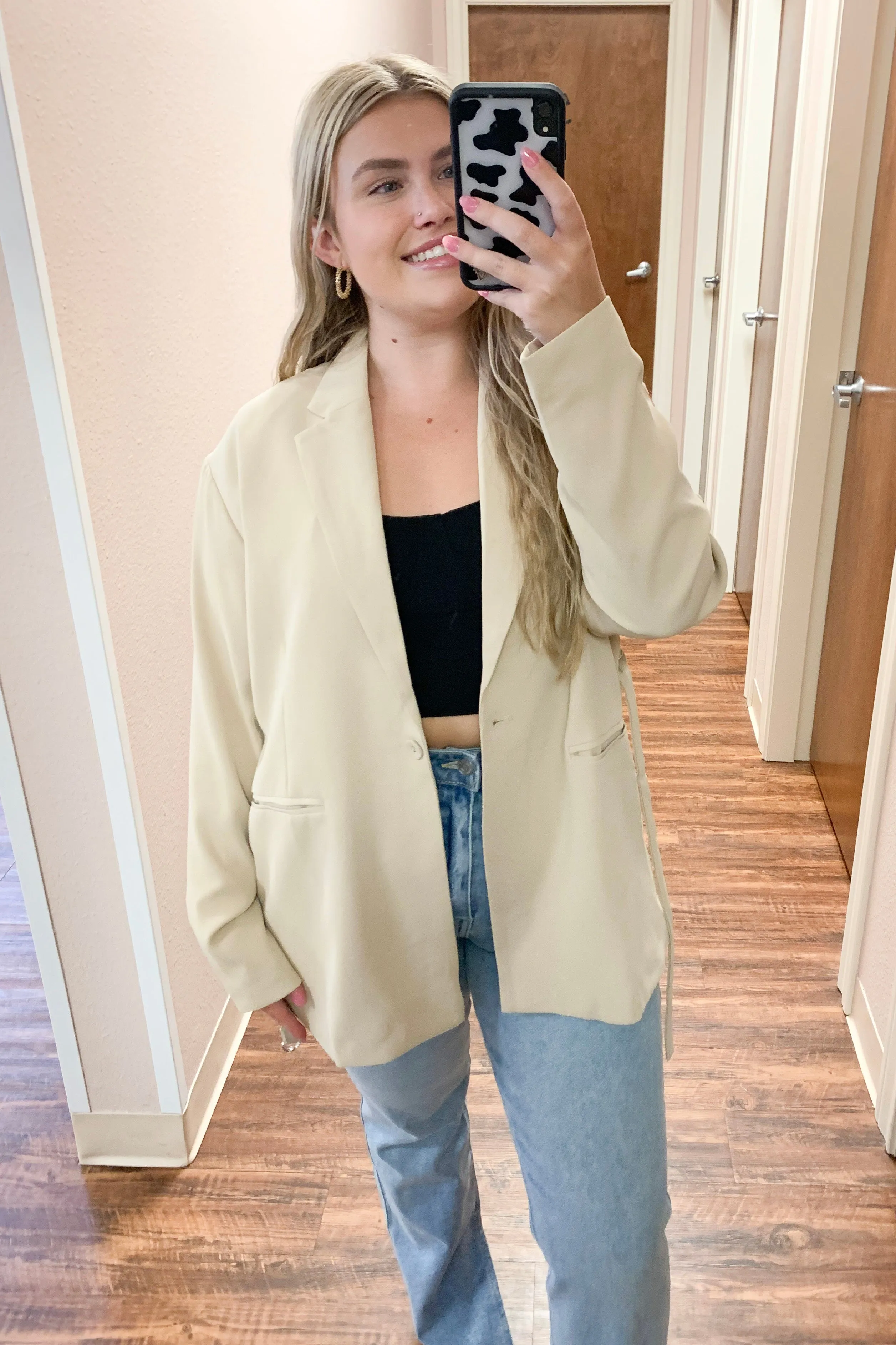 Taupe Oversized Blazer W/Belt