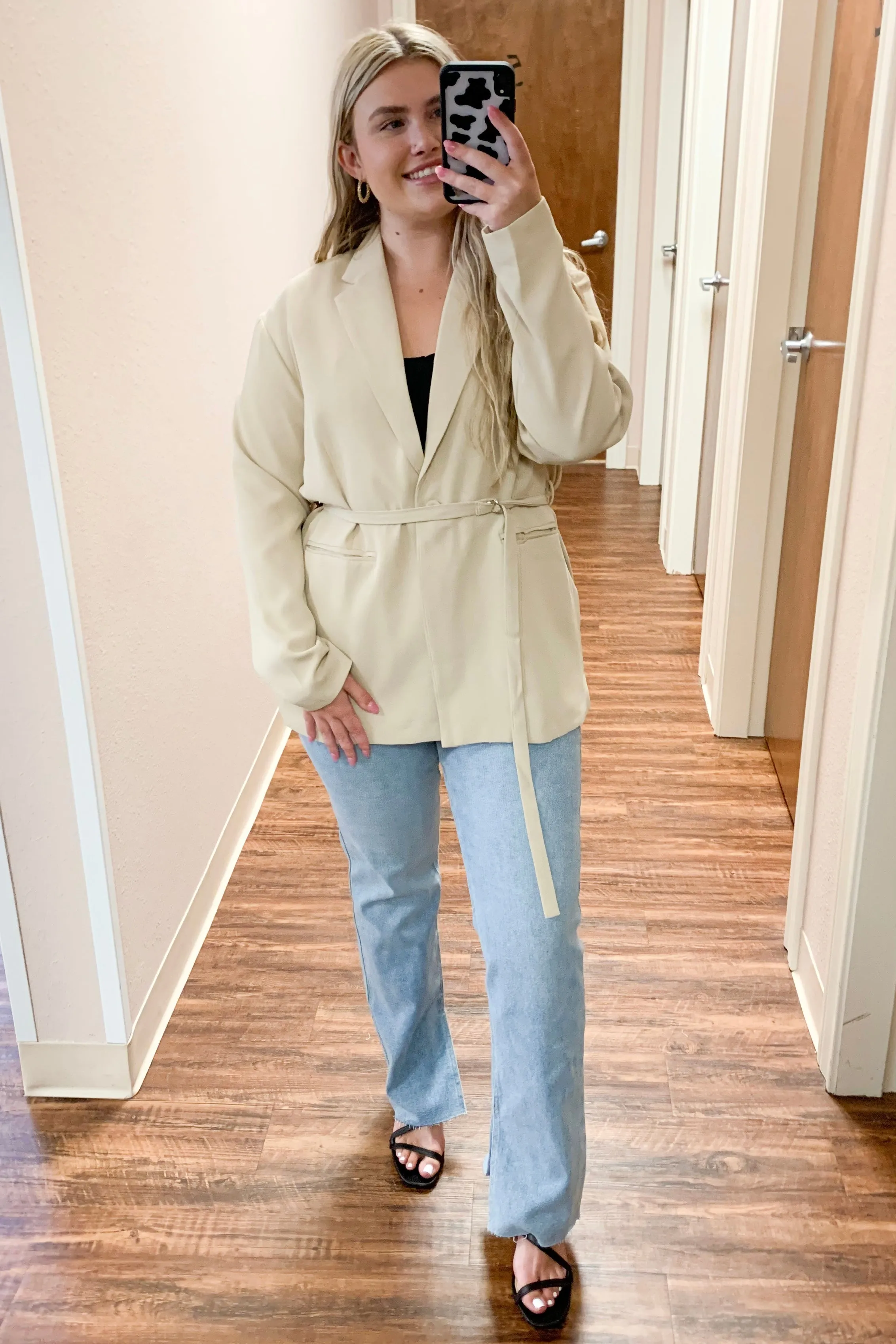 Taupe Oversized Blazer W/Belt