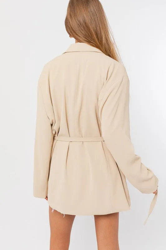 Taupe Oversized Blazer W/Belt