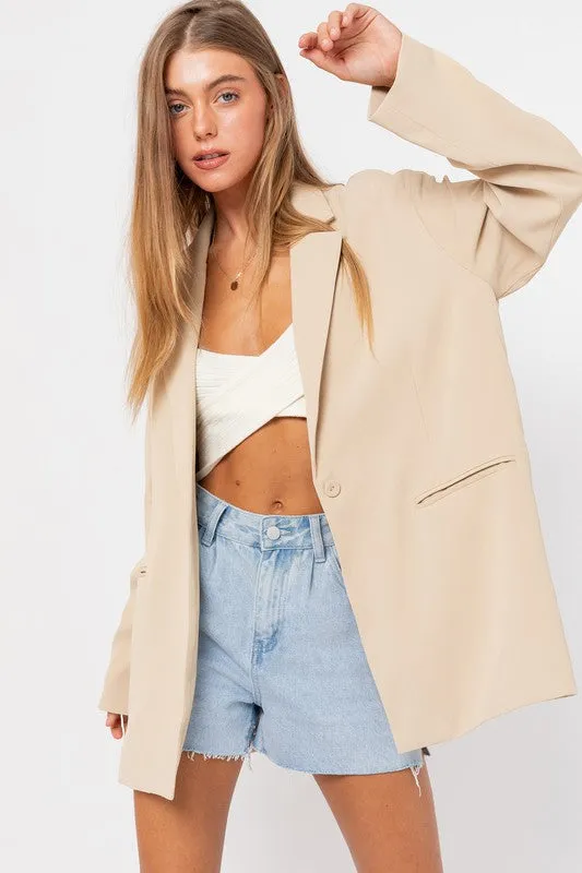 Taupe Oversized Blazer W/Belt