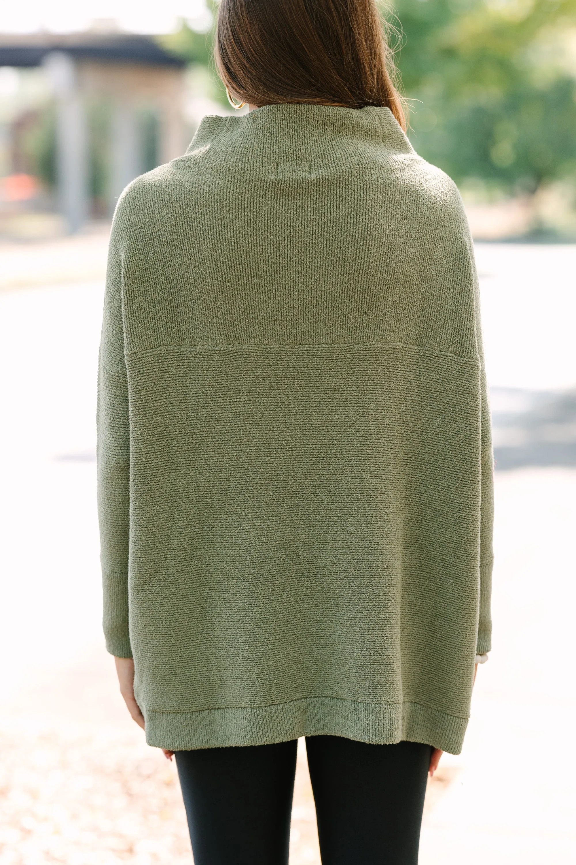 The Slouchy Olive Green Mock Neck Tunic