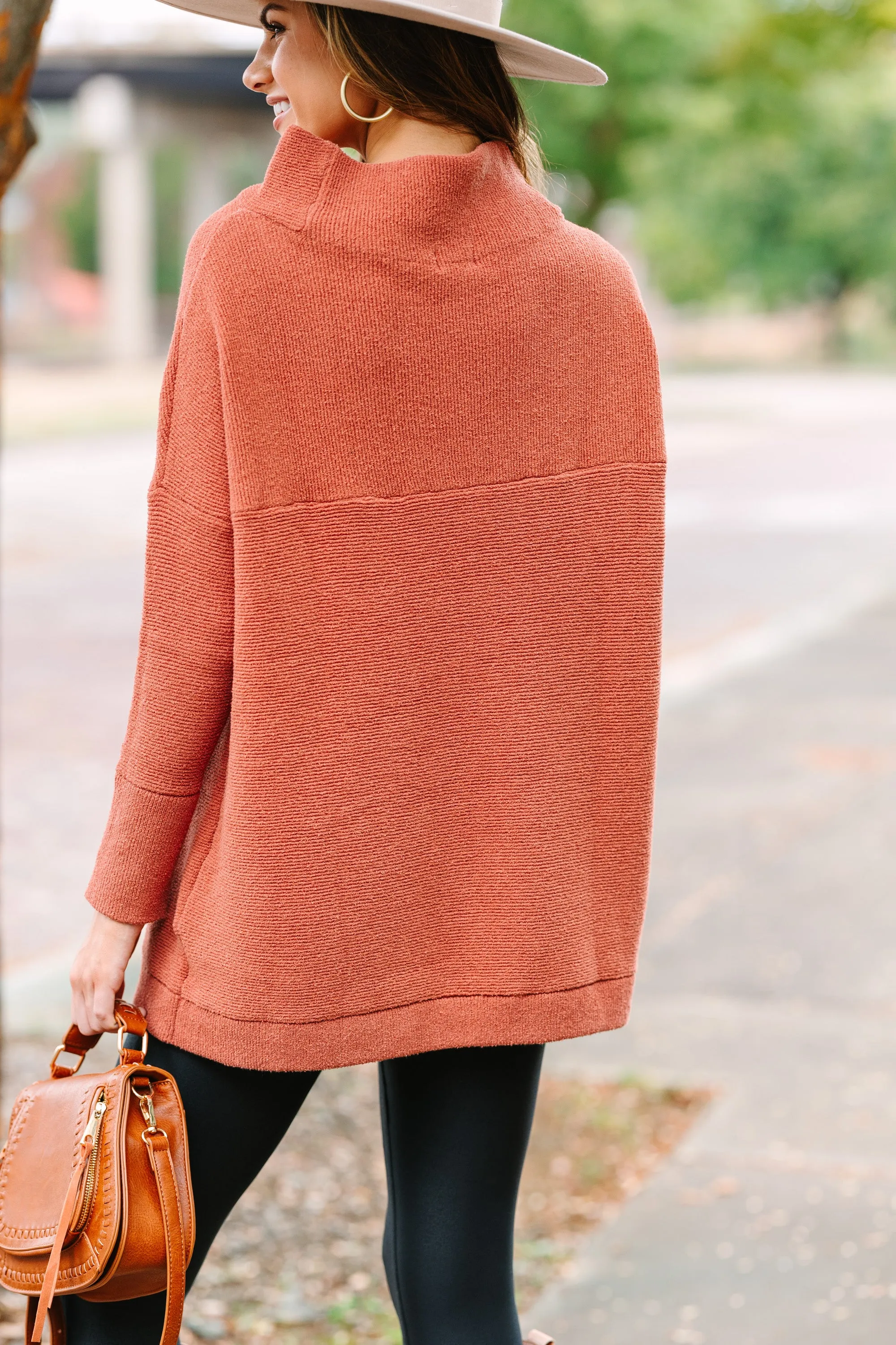 The Slouchy Rust Orange Mock Neck Tunic