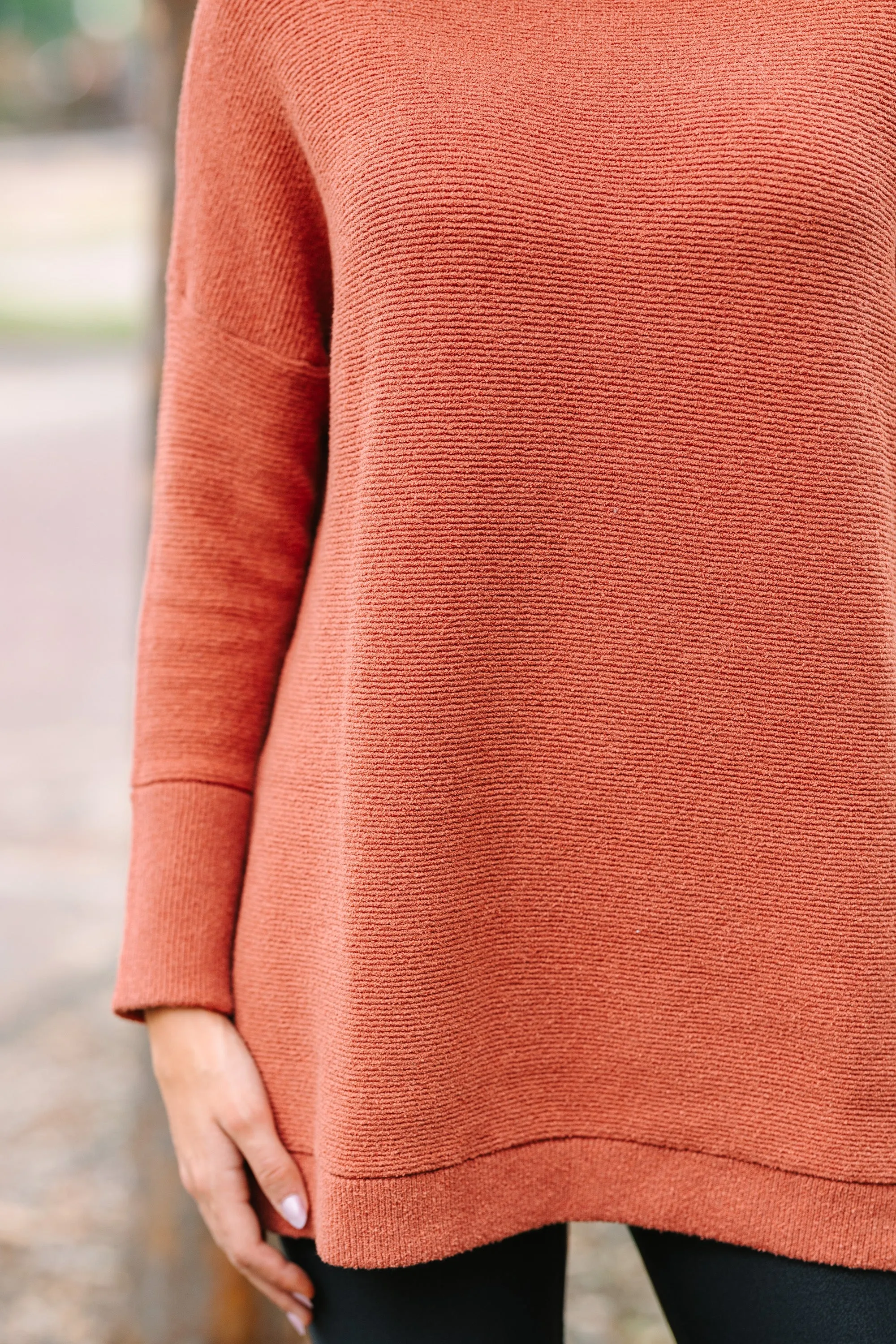 The Slouchy Rust Orange Mock Neck Tunic