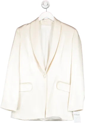 Total White Cream Flowing Satin Blazer UK S