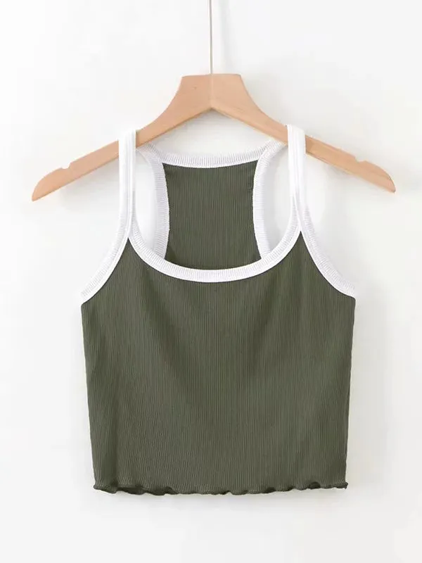 U-neck Narrow Shoulder Strap Vest Top