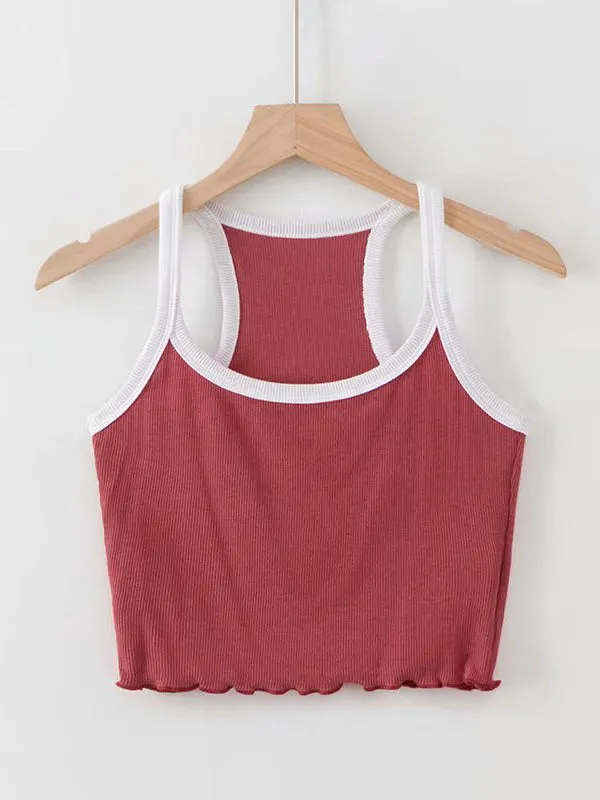 U-neck Narrow Shoulder Strap Vest Top