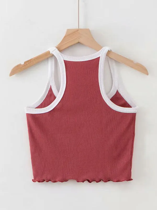 U-neck Narrow Shoulder Strap Vest Top