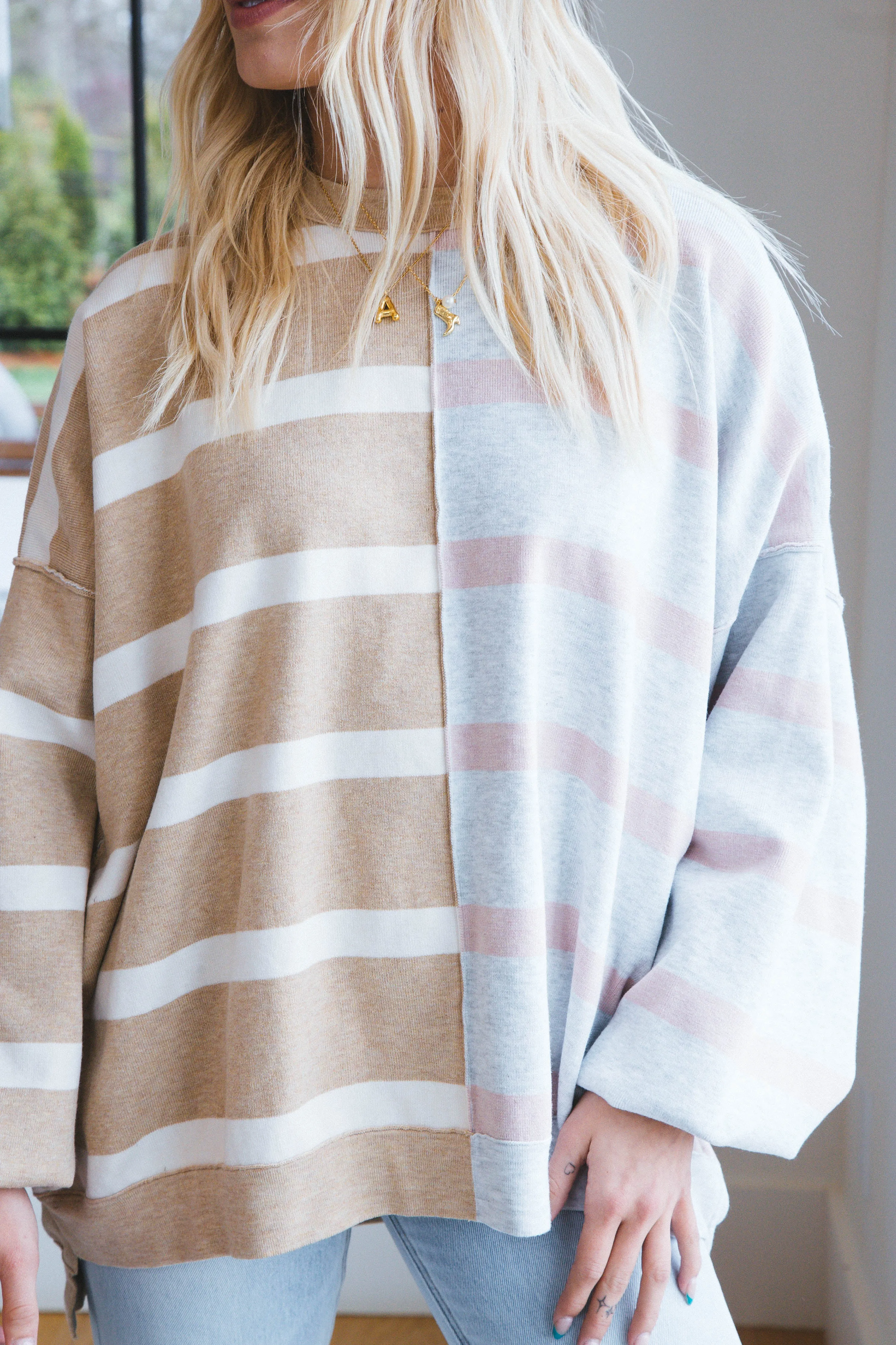 Uptown Stripe Pullover, Camel Grey Combo | Free People