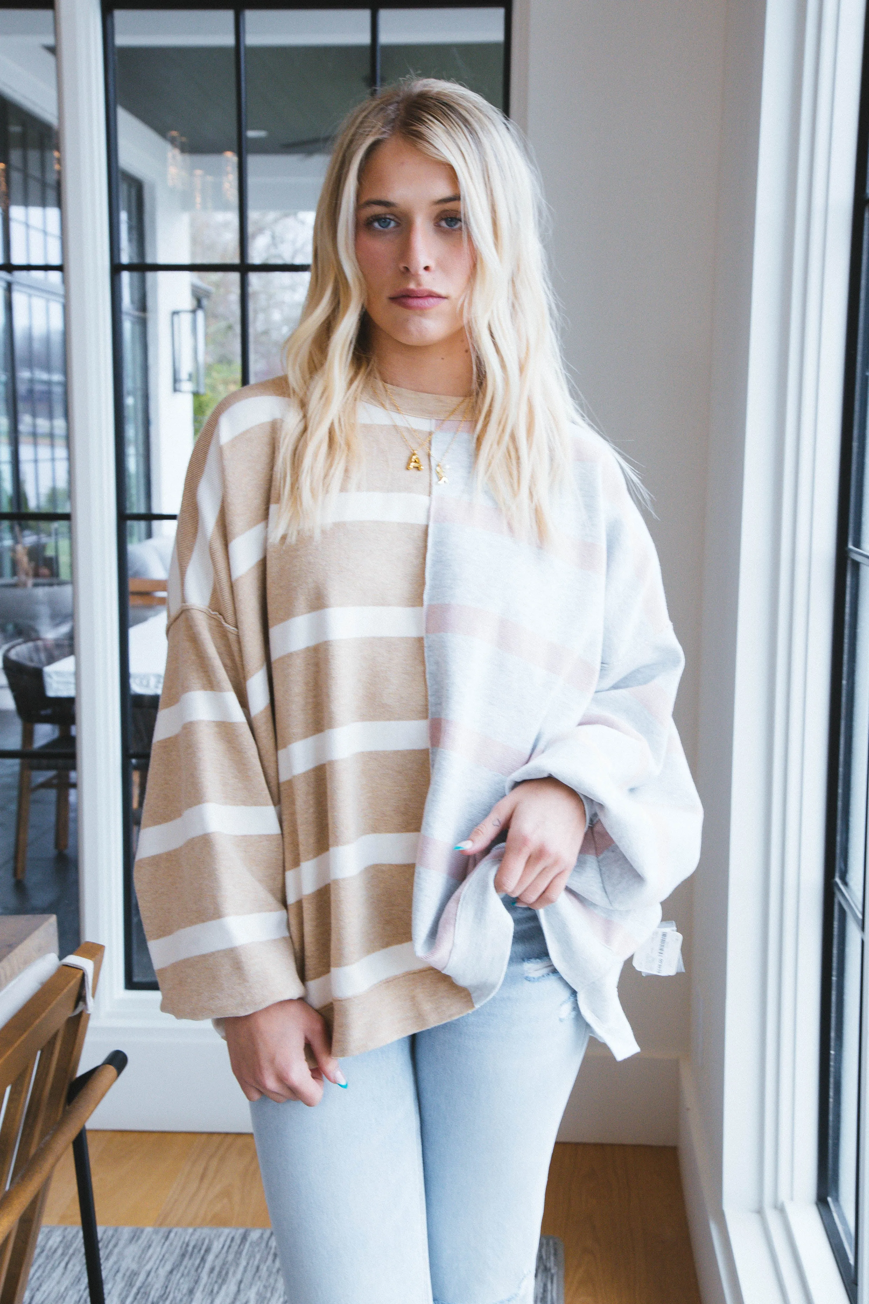 Uptown Stripe Pullover, Camel Grey Combo | Free People