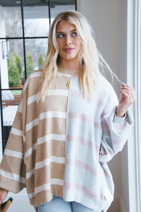 Uptown Stripe Pullover, Camel Grey Combo | Free People