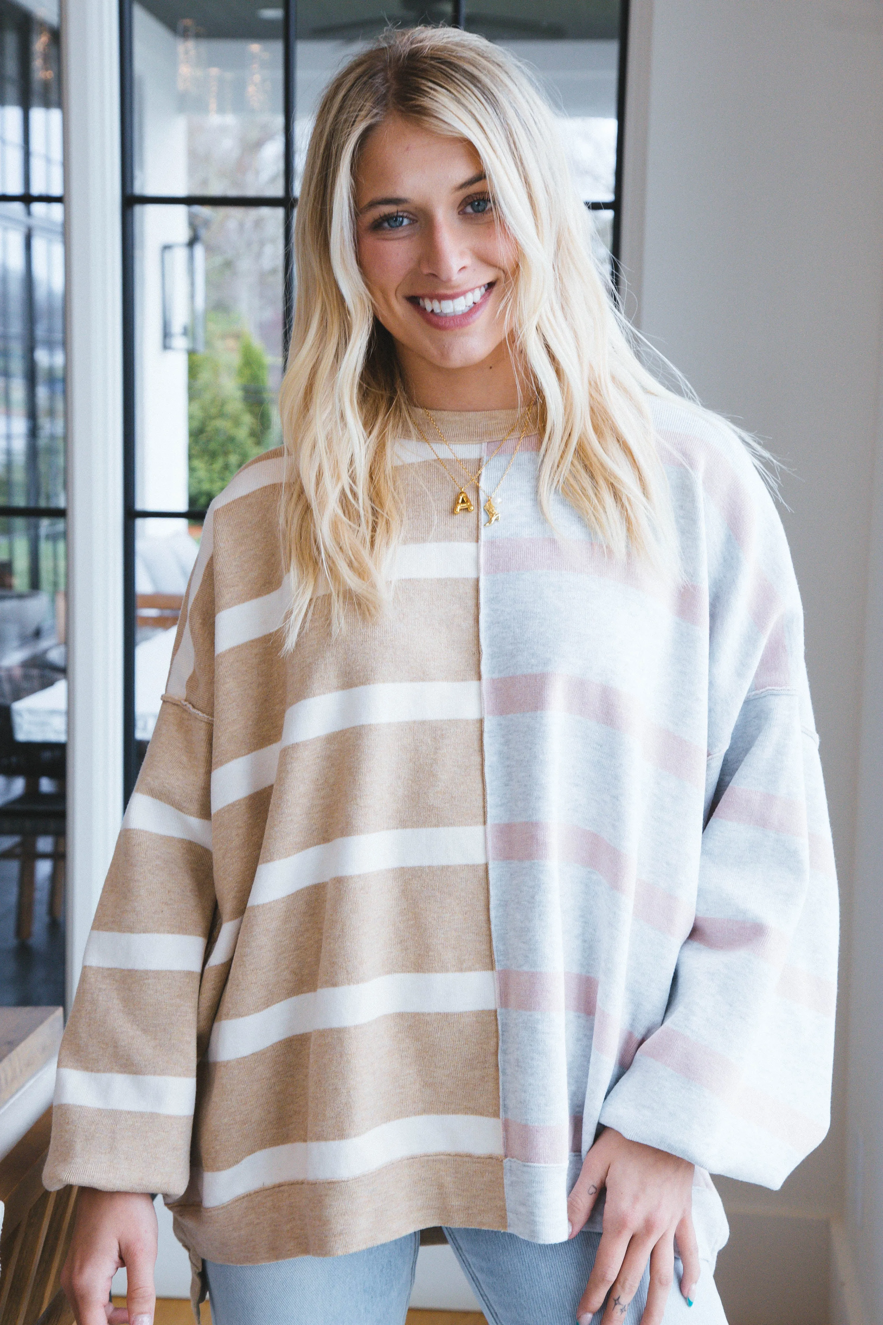 Uptown Stripe Pullover, Camel Grey Combo | Free People