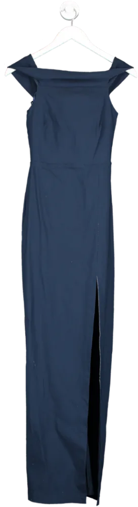 Vesper Delta Blue Off The Shoulder Maxi Dress UK 8