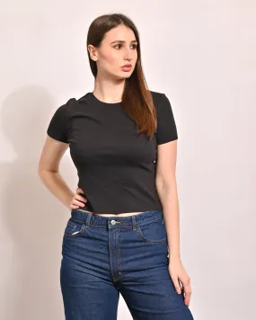 Women Black Acrylic Crop Top