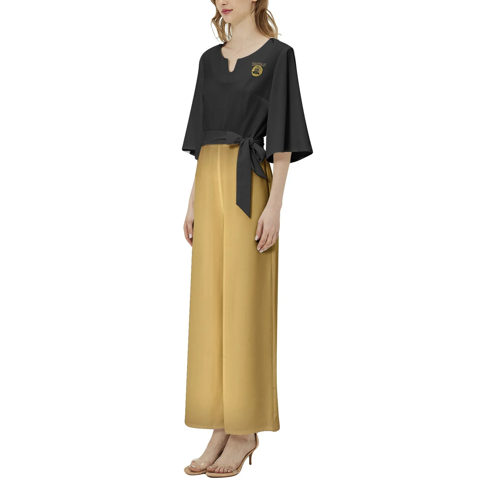 Yahuah-Tree of Life 02-03 Elect Designer Dolman Sleeve Belted Wide Leg Jumpsuit (Style 02)