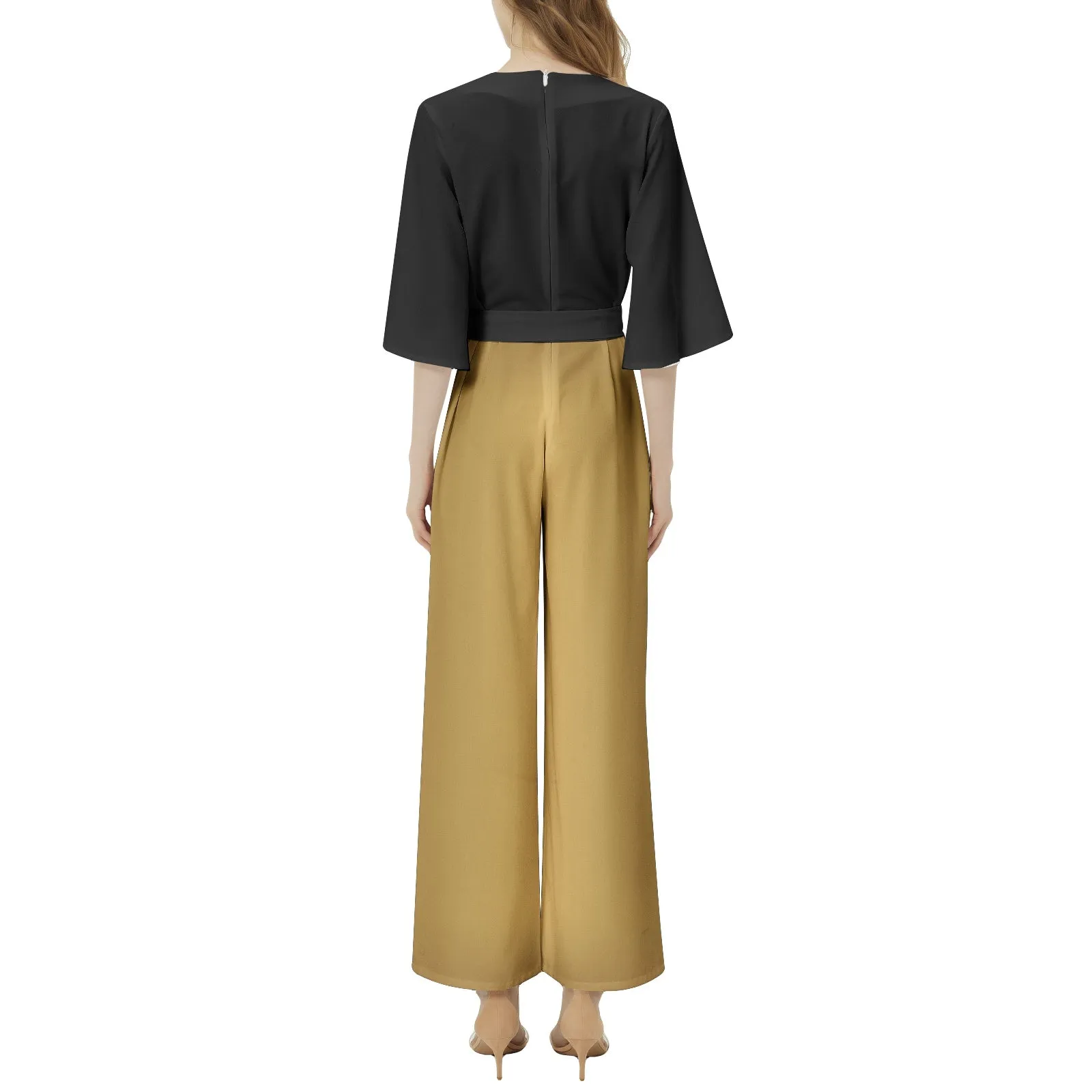 Yahuah-Tree of Life 02-03 Elect Designer Dolman Sleeve Belted Wide Leg Jumpsuit (Style 02)