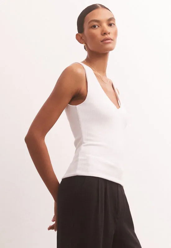 Z Supply - Avala V-Neck Rib Top White