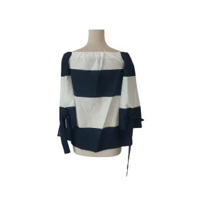 ZARA Blue & White Striped Off-shoulder Blouse | Pre Loved |