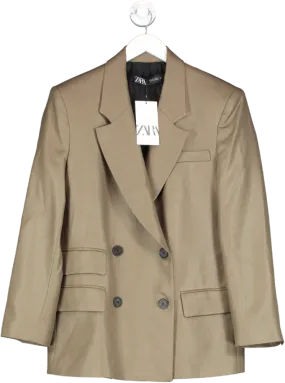 ZARA Green Double Breasted Blazer With Double Pocket UK S