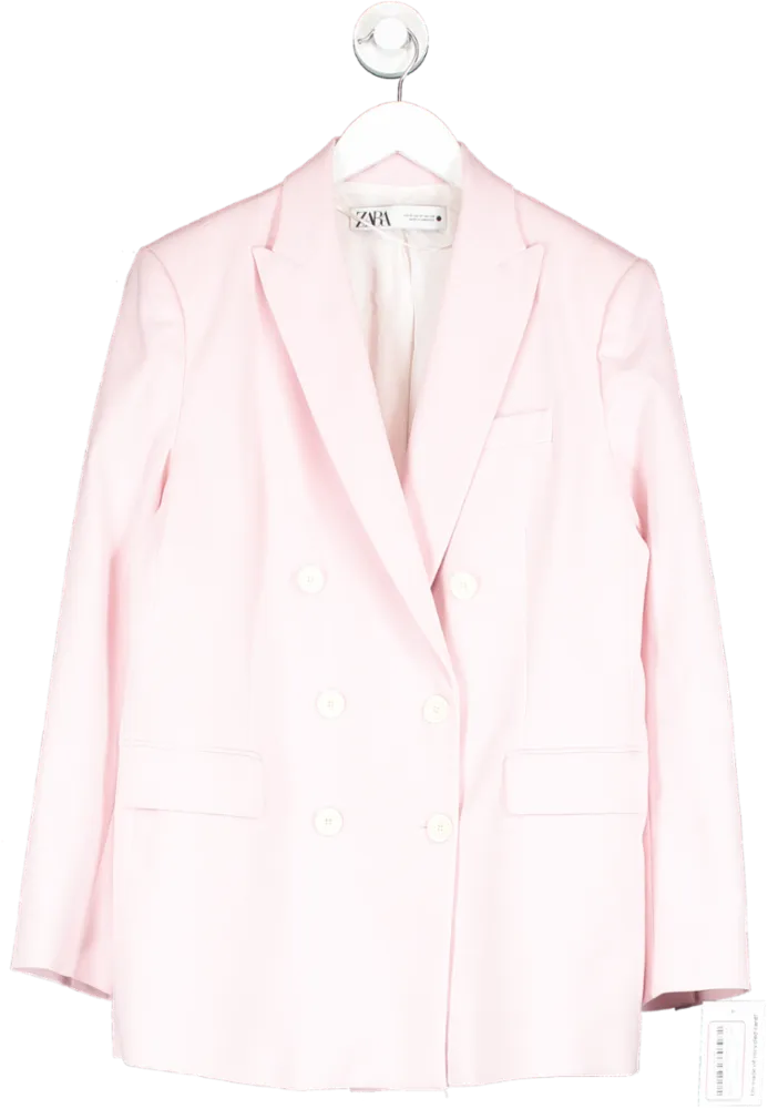 ZARA Pink Double Breasted Blazer UK M