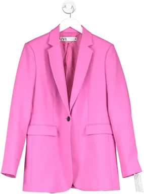 ZARA Pink Single Breasted Tailored Blazer UK M