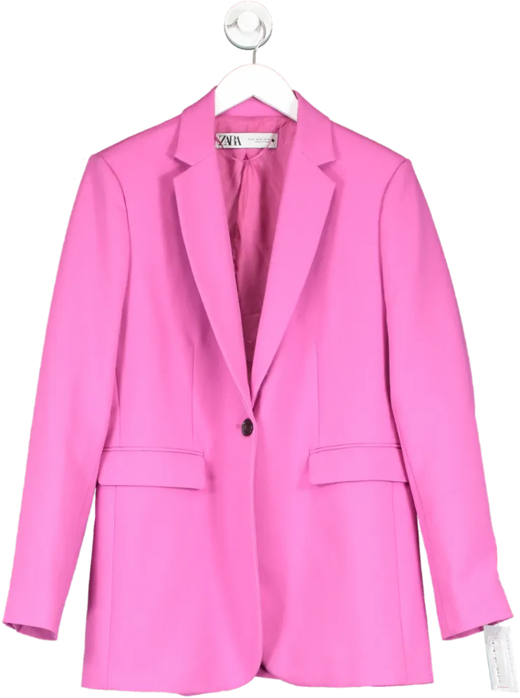 ZARA Pink Single Breasted Tailored Blazer UK M